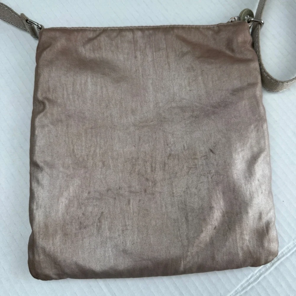 Kipling keiko Metallic Rose Gold Crinkle Nylon Crossbody Bag Small purse